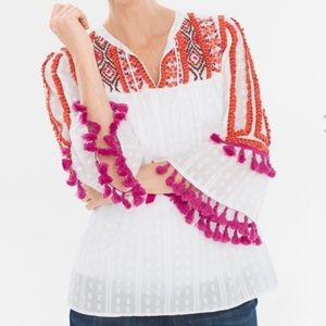 Chico's Embroidered Tassel Bo Ho Top